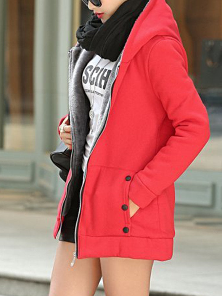 Pluse Velvet Padded Warm Hoodies Sweatshirt