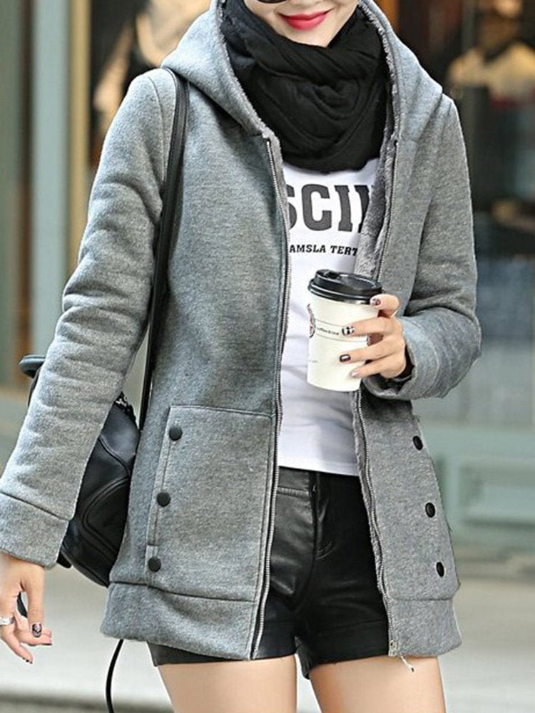 Pluse Velvet Padded Warm Hoodies Sweatshirt