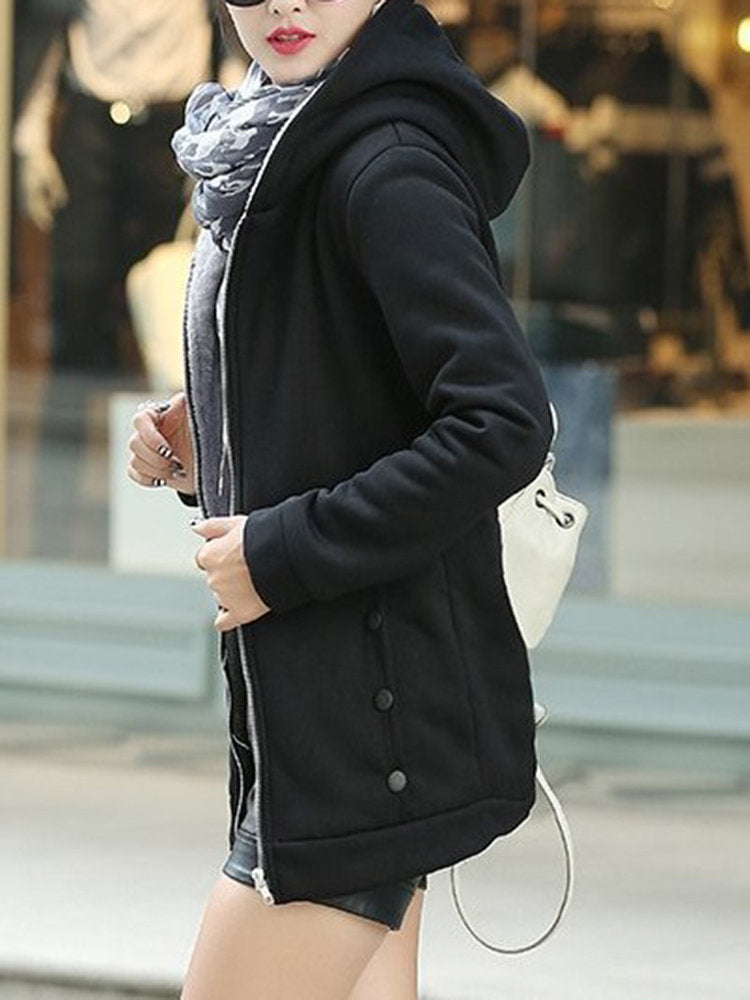 Pluse Velvet Padded Warm Hoodies Sweatshirt