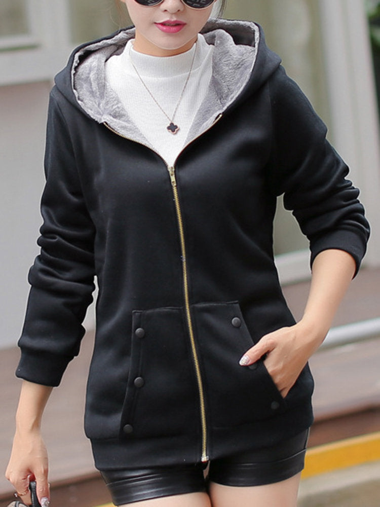 Pluse Velvet Padded Warm Hoodies Sweatshirt