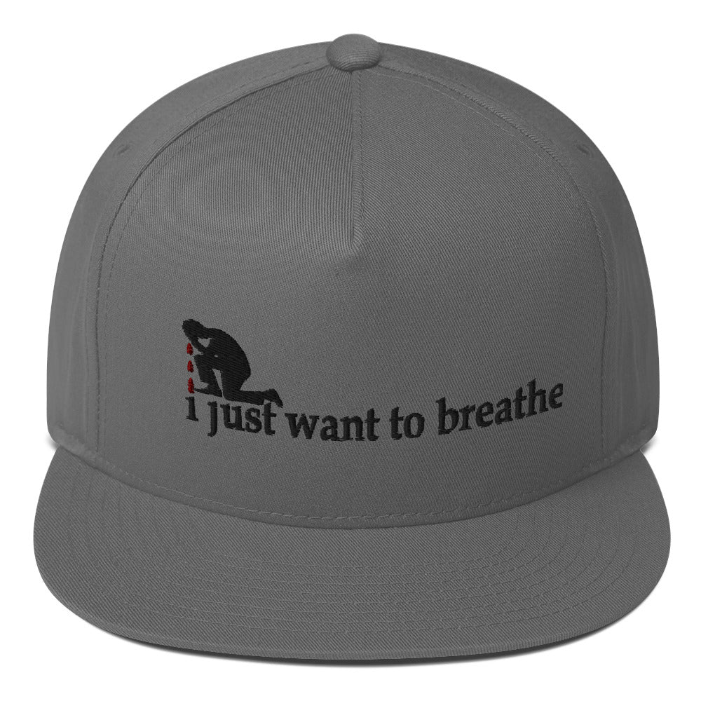 I Just Want To Breathe Flat Bill Cap W/Red Tears  Liberty Dallas Collection