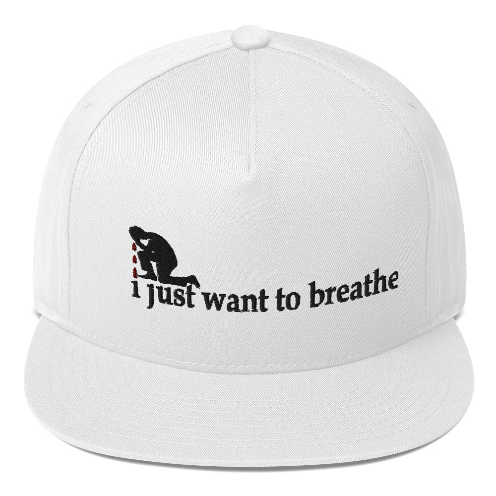 I Just Want To Breathe Flat Bill Cap W/Red Tears  Liberty Dallas Collection