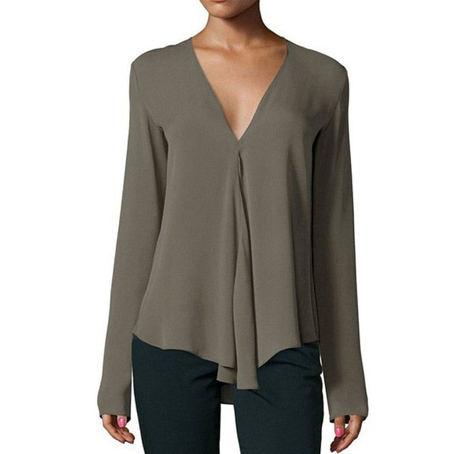 Chiffon Shirt Long Sleeve Blouse