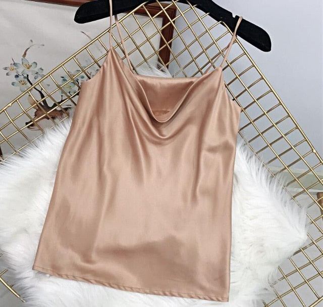 A Shiny Sleeveless  Camisole Champagne Color