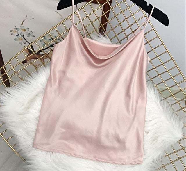 A Shiny Sleeveless  Camisole Champagne Color