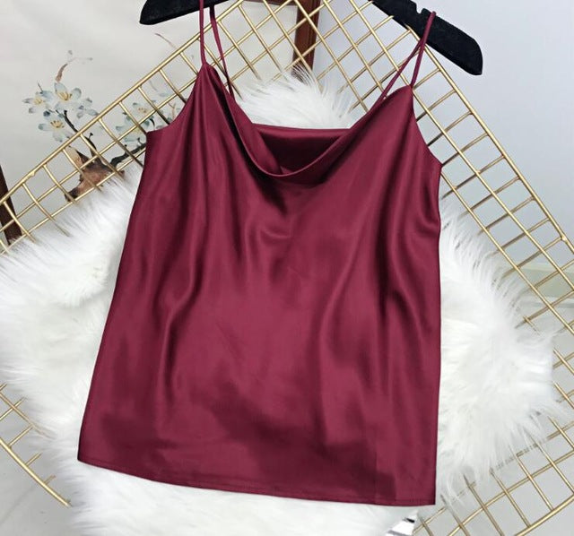A Shiny Sleeveless  Camisole Champagne Color
