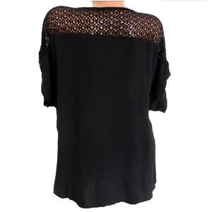Short Sleeve Loose White Lace Patchwork Shirt/Plus Sizes