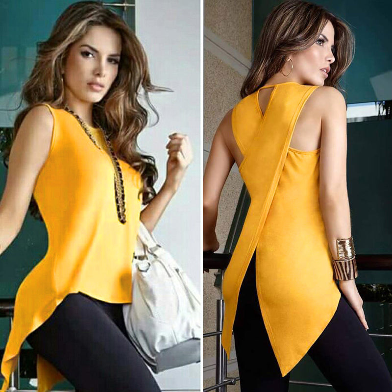 Cross Irregular  Sleeveless Top