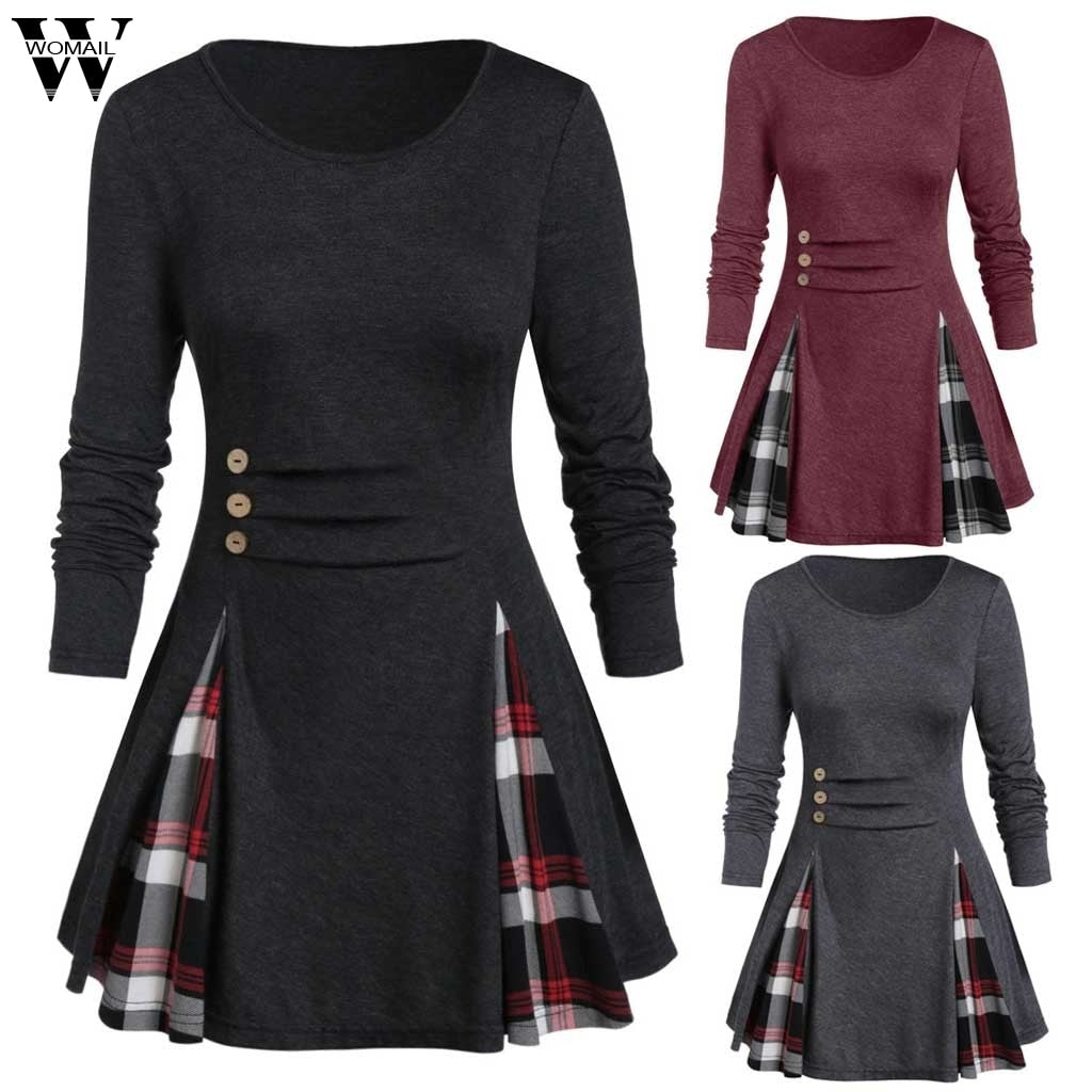 Long Sleeve Tartan Plaid Shirt/ Plus Sizes
