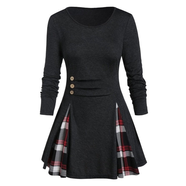 Long Sleeve Tartan Plaid Shirt/ Plus Sizes