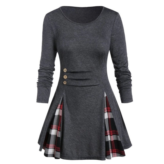 Long Sleeve Tartan Plaid Shirt/ Plus Sizes