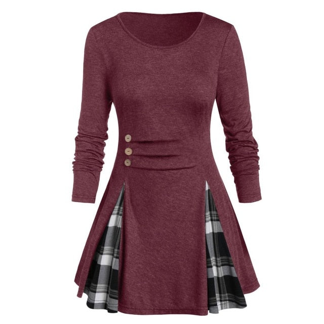 Long Sleeve Tartan Plaid Shirt/ Plus Sizes