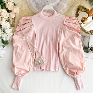 Long Puff Sleeve  Tight Short Crop