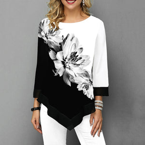 Floral Printed Shirt Asymmetric Hem