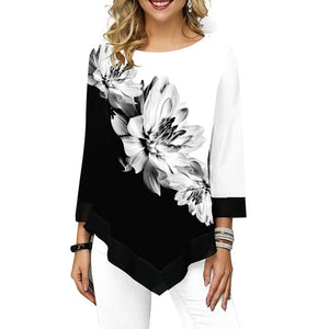 Floral Printed Shirt Asymmetric Hem