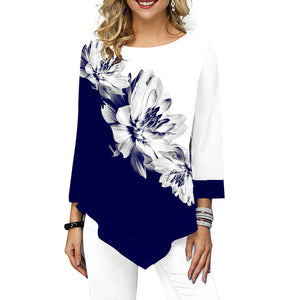 Floral Printed Shirt Asymmetric Hem