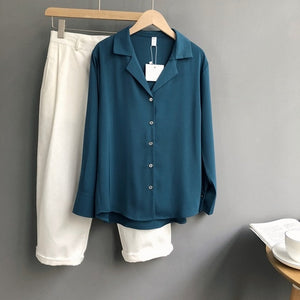Tangada Women Elegant Basic Khaki Shirts Long Sleeve Solid Office Ladies Work Wear Blouses