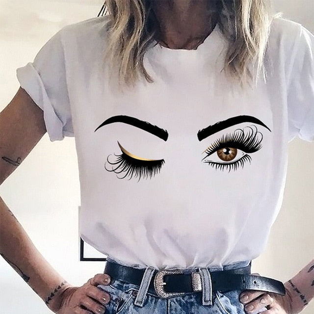 Elegant Red Lips Printed Shirts Blouse Women O Neck Short Sleeve Basic Tops Summer Casual Female Pullover Shirt Blusa Streetwear
