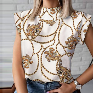 Elegant Red Lips Printed Shirts Blouse Women O Neck Short Sleeve Basic Tops Summer Casual Female Pullover Shirt Blusa Streetwear
