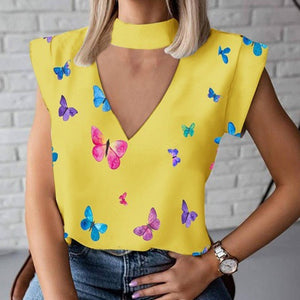Elegant Red Lips Printed Shirts Blouse Women O Neck Short Sleeve Basic Tops Summer Casual Female Pullover Shirt Blusa Streetwear