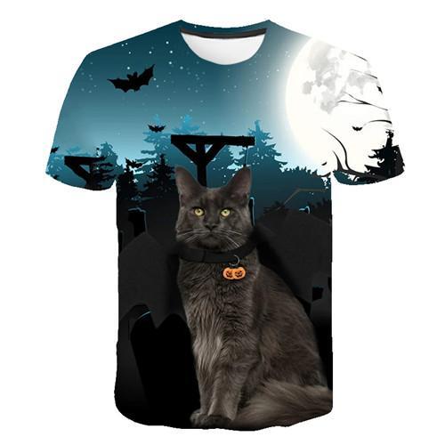 Siyah ve beyaz kedi T-shirt 3DT