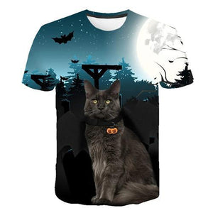 Siyah ve beyaz kedi T-shirt 3DT