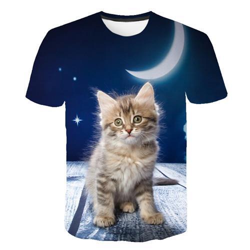 Siyah ve beyaz kedi T-shirt 3DT