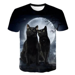 Siyah ve beyaz kedi T-shirt 3DT
