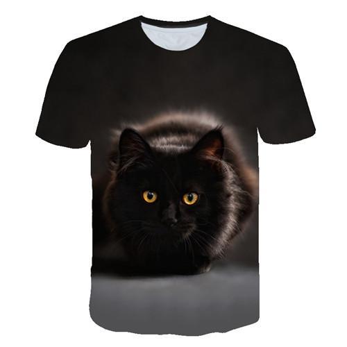 Siyah ve beyaz kedi T-shirt 3DT