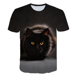 Siyah ve beyaz kedi T-shirt 3DT