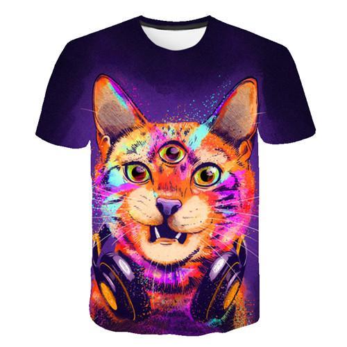 Siyah ve beyaz kedi T-shirt 3DT