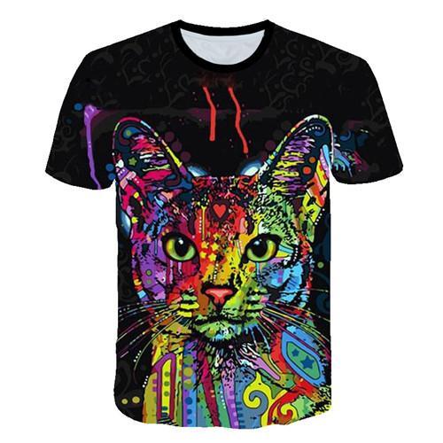 Siyah ve beyaz kedi T-shirt 3DT