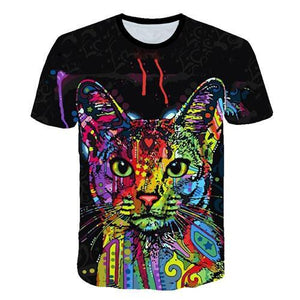 Siyah ve beyaz kedi T-shirt 3DT