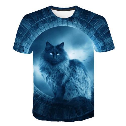 Siyah ve beyaz kedi T-shirt 3DT