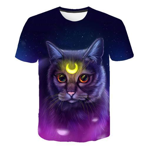 Siyah ve beyaz kedi T-shirt 3DT