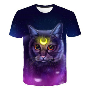 Siyah ve beyaz kedi T-shirt 3DT