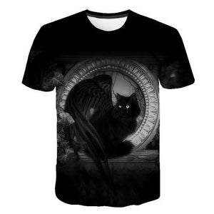 Siyah ve beyaz kedi T-shirt 3DT