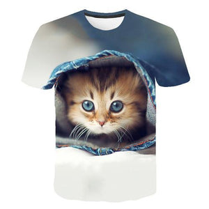 Siyah ve beyaz kedi T-shirt 3DT
