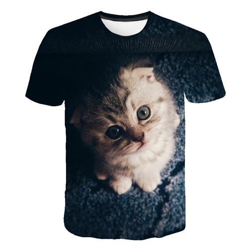 Siyah ve beyaz kedi T-shirt 3DT