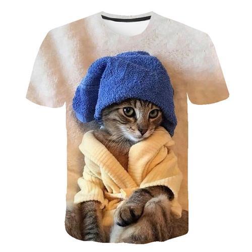 Siyah ve beyaz kedi T-shirt 3DT