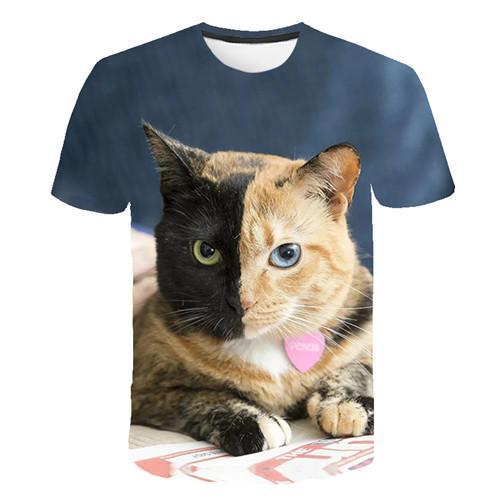 Siyah ve beyaz kedi T-shirt 3DT
