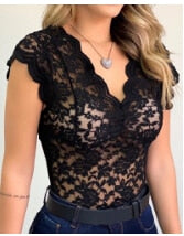 Hirigin Lace Blouses Shirts Sexy Club Female  Shirts Deep