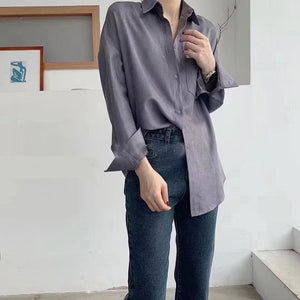 White Blouse Women Suede Long Sleeve Formal Shirt 2020 Autumn Lapel Ladies Blouse Streetwear