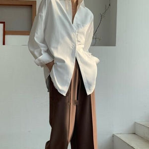 White Blouse Women Suede Long Sleeve Formal Shirt 2020 Autumn Lapel Ladies Blouse Streetwear