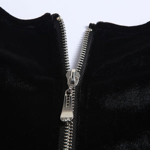 Long Sleeve Velvet Patchowork Luxurious Beading Tassel Sequined Crop Top
