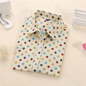 Floral Print Turn-Down Collar Long Sleeve Blouse